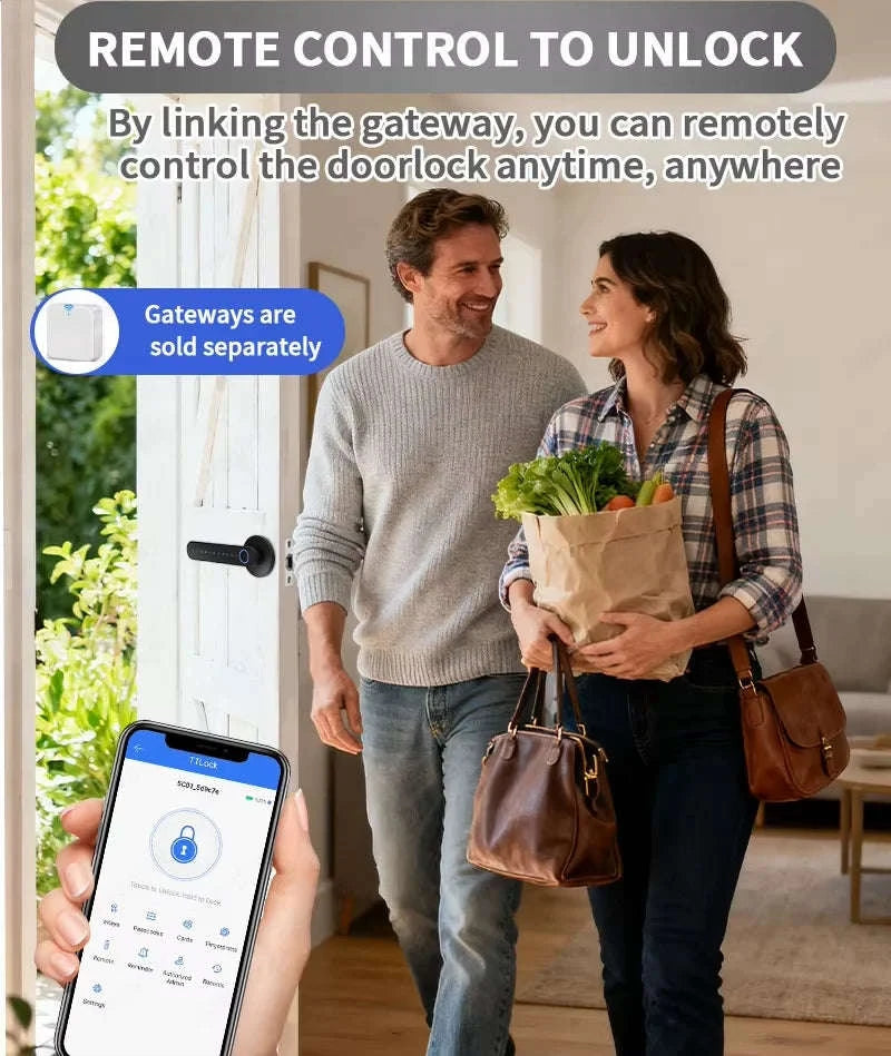 Smart Door Lock 5-in-1 Keyless Entry Fingerprint Lock-black / United States