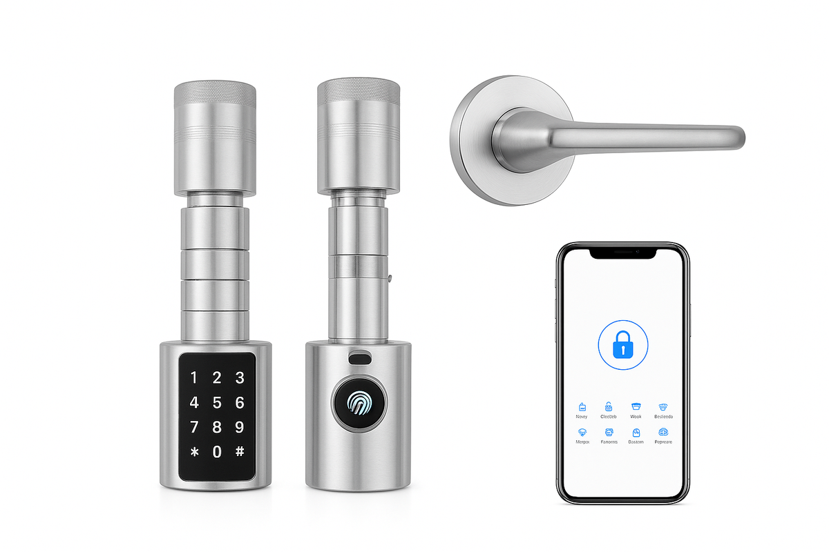 Cylindre de serrure de porte intelligente Empreinte digitale Déverrouillage TTLock APP Digicode Déverrouillage cylindre européen réglable Mot de passe Carte IC