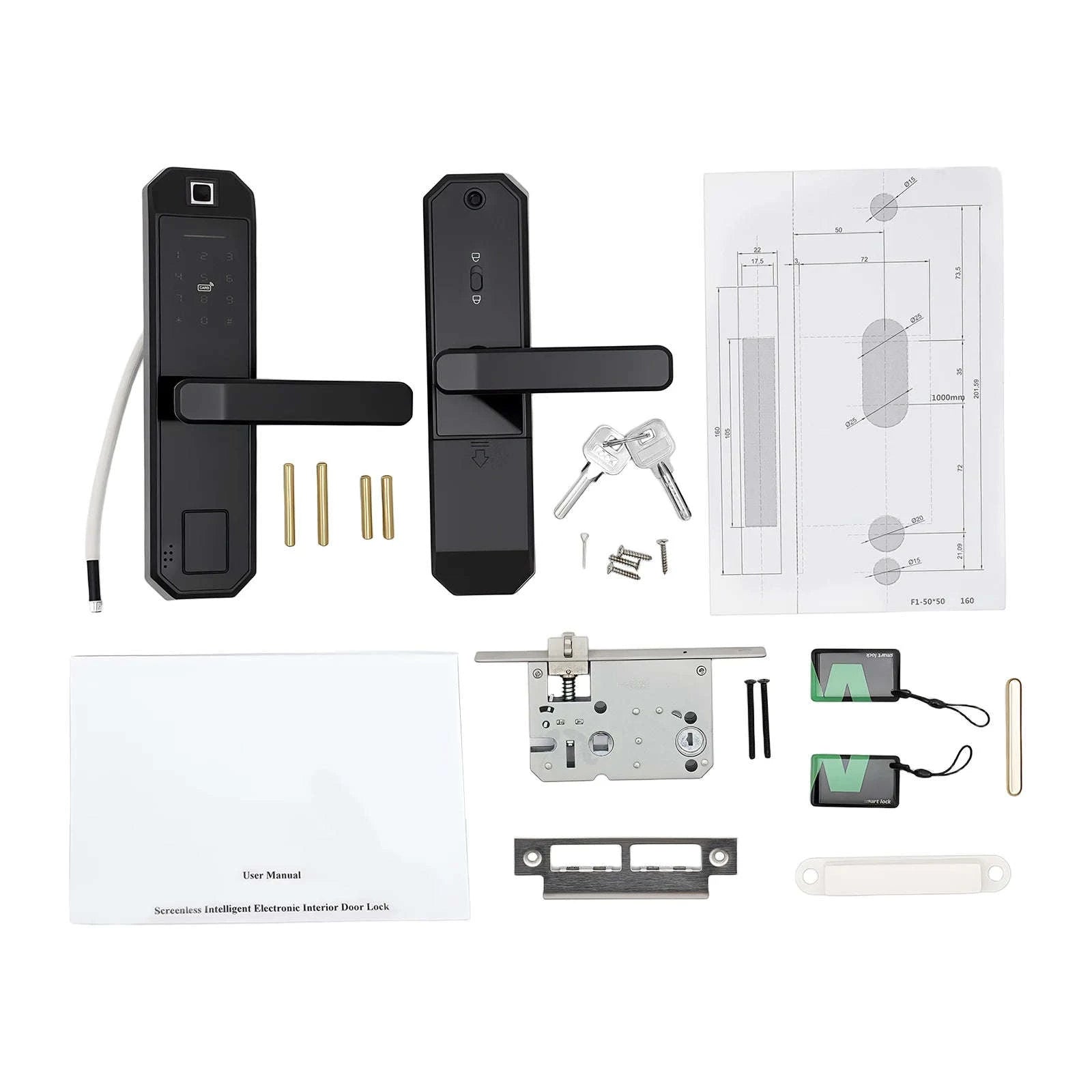 Smart Door Lock with 5 Unlock Methods for Home & Office-black / GERMANY