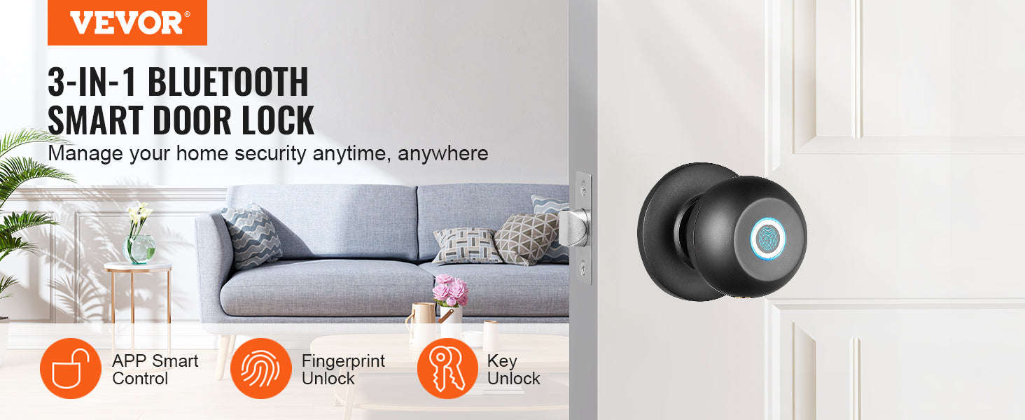 Smart Door Lock with Fingerprint and App Control-35-50mm Door / United States
