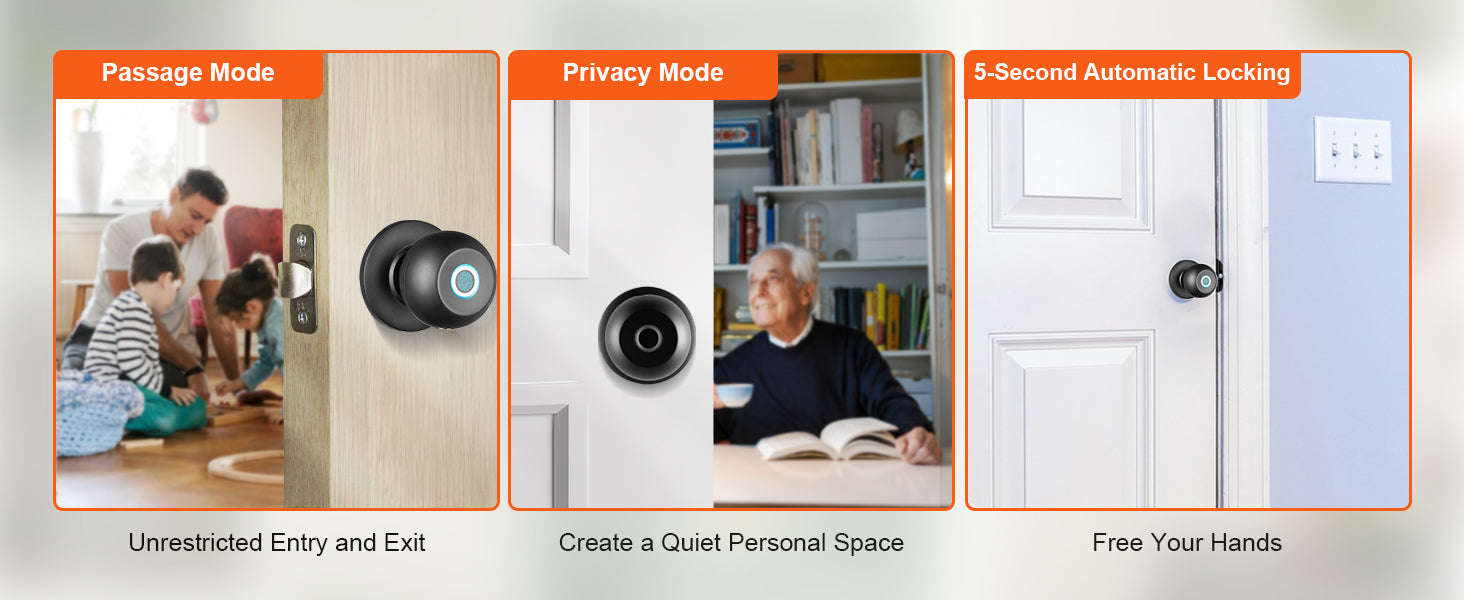 Smart Door Lock with Fingerprint and App Control-35-50mm Door / United States