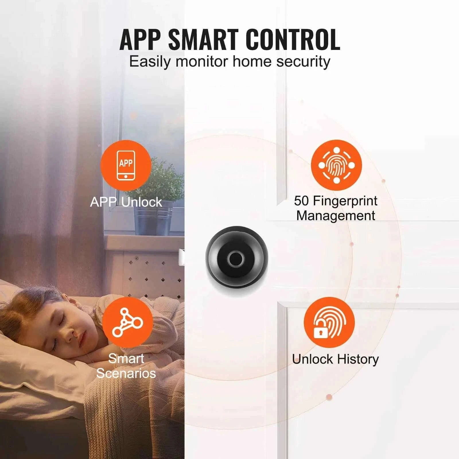 Smart Door Lock with Fingerprint and App Control-35-50mm Door / United States