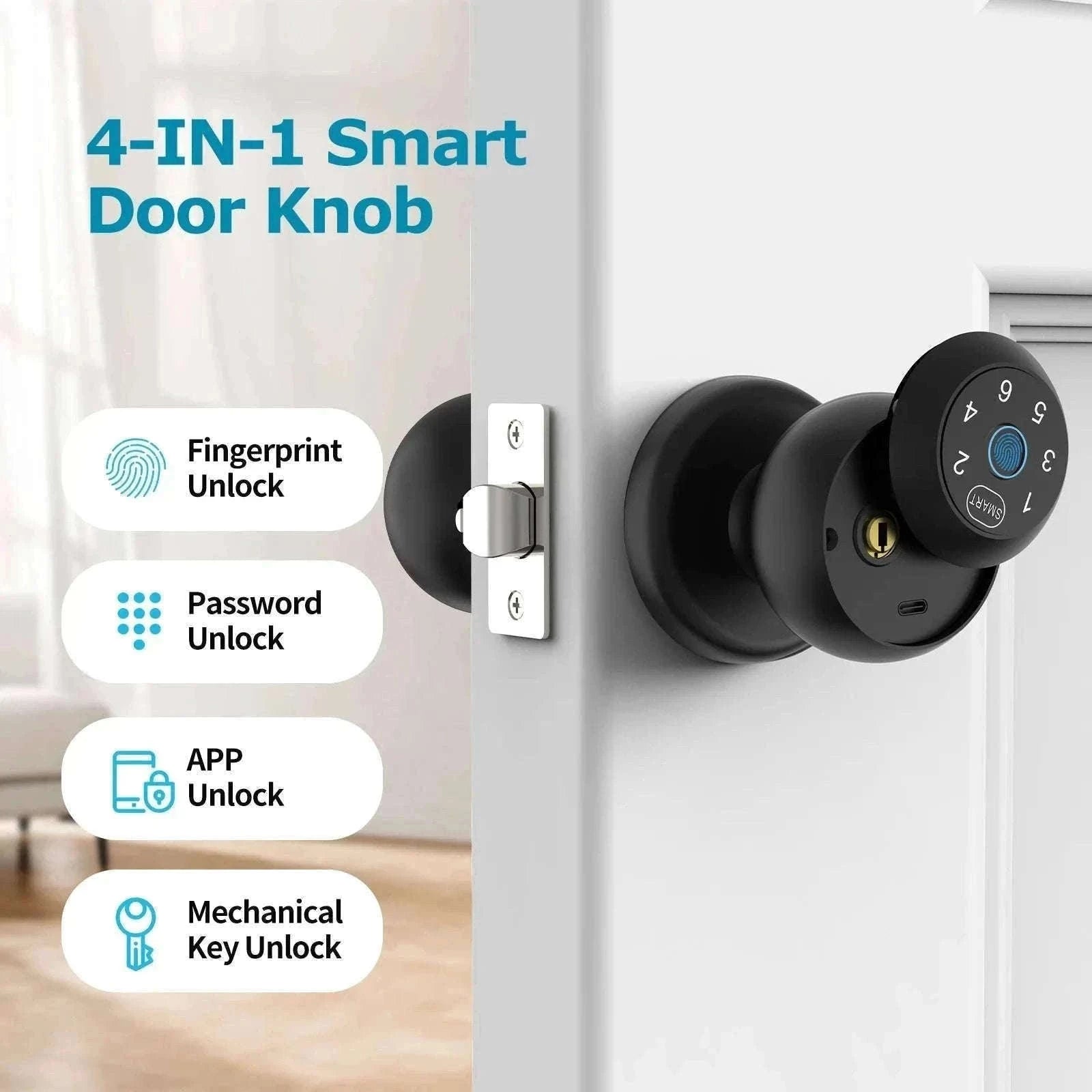 Smart Door Lock with Fingerprint, App Control & Touchscreen Keypad-United States