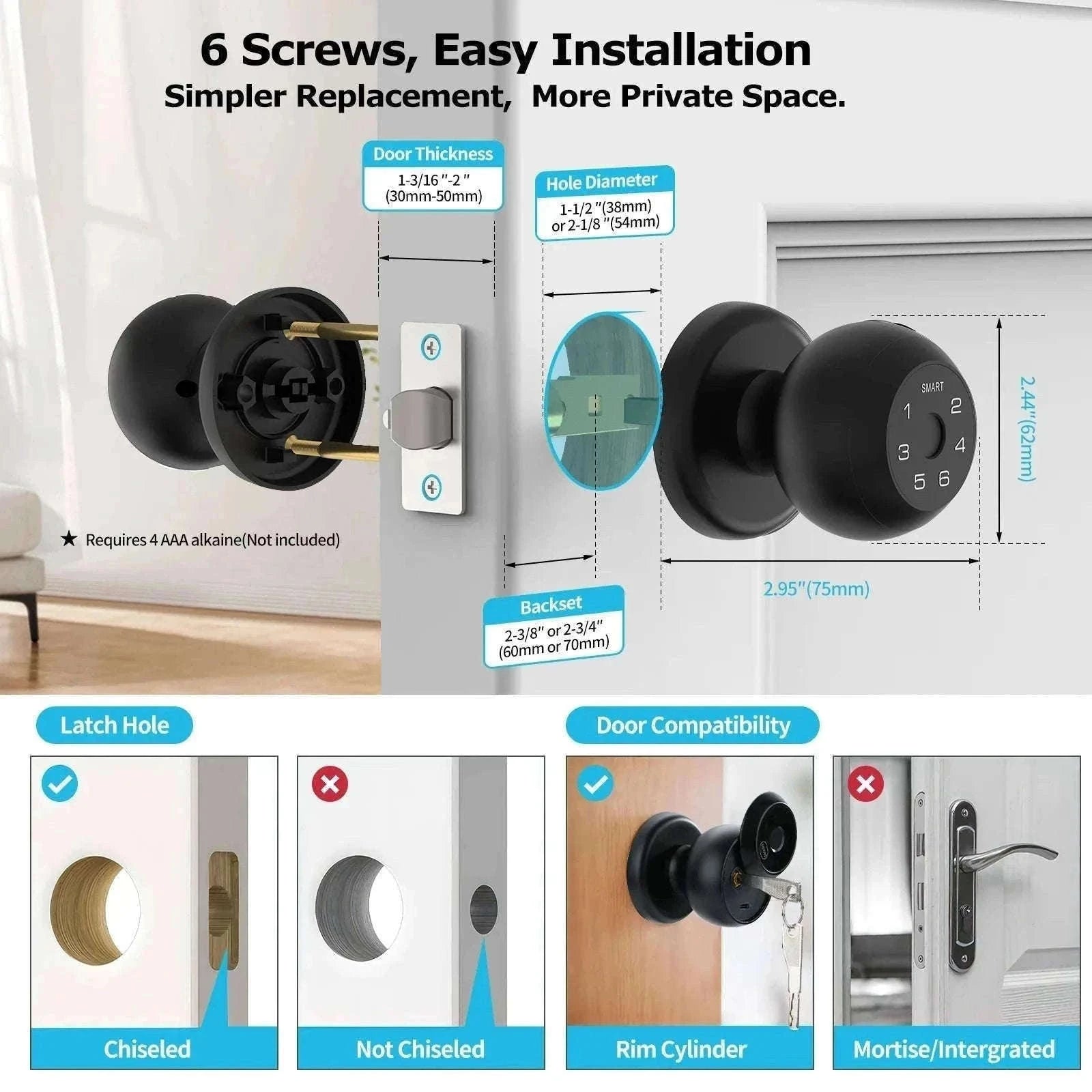 Smart Door Lock with Fingerprint, App Control & Touchscreen Keypad-United States