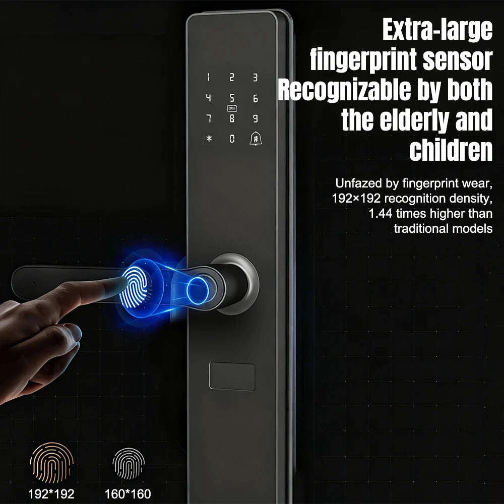Smart Door Lock with Fingerprint, Password, Card and Remote Access-black / United States