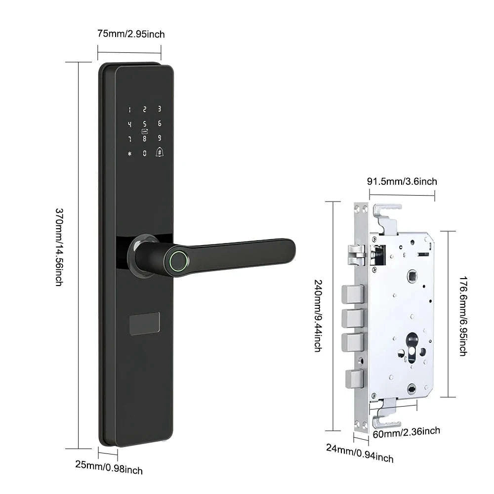 Smart Door Lock with Fingerprint, Password, Card and Remote Access-black / United States