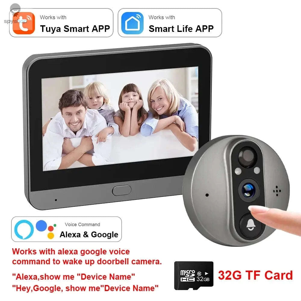 Smart Doorbell Camera – 3MP WiFi Video Doorbell with Monitor and Night Vision-PD8A Door Cam 32G