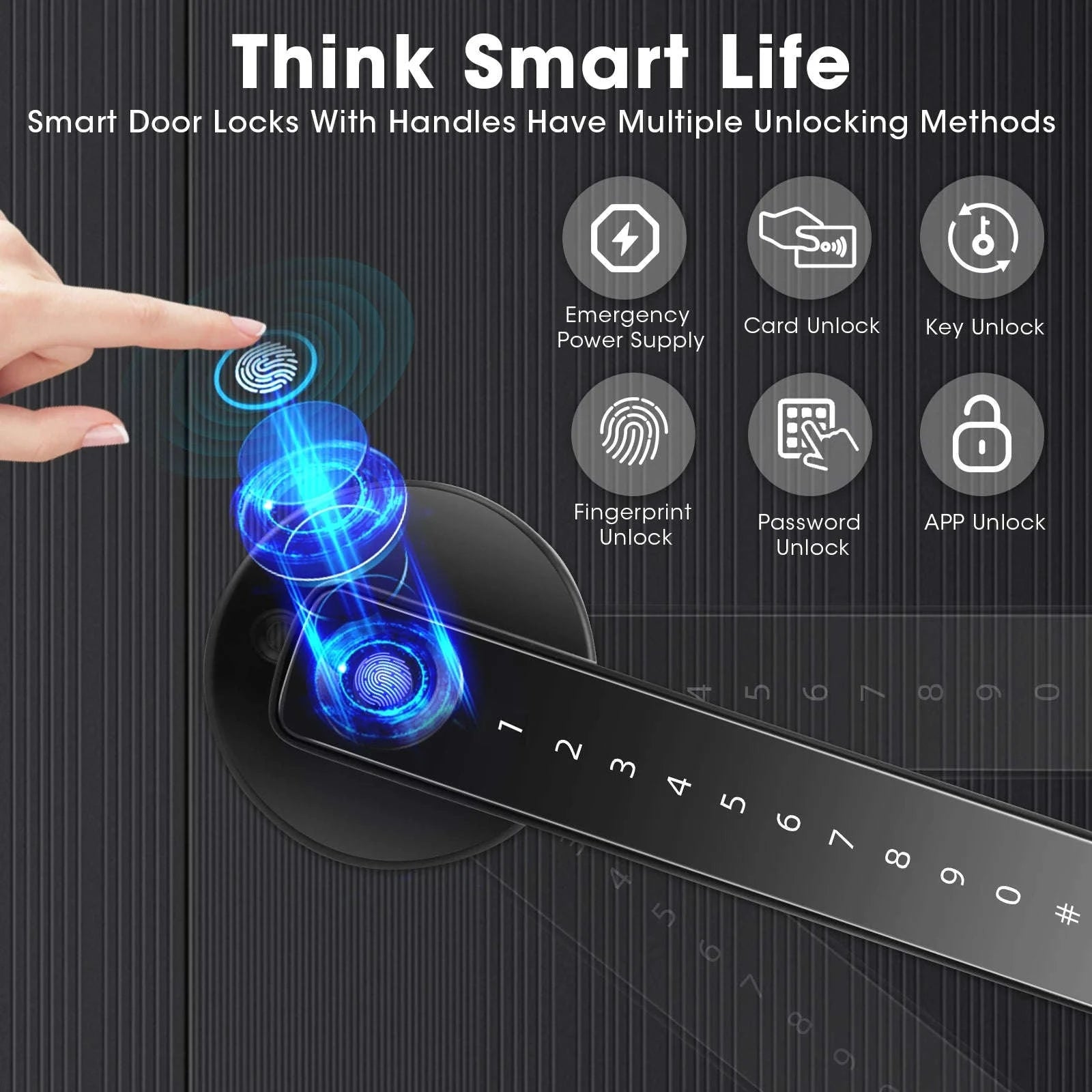 Smart Fingerprint Door Lock 6‑in‑1 Keyless Access System-A / france