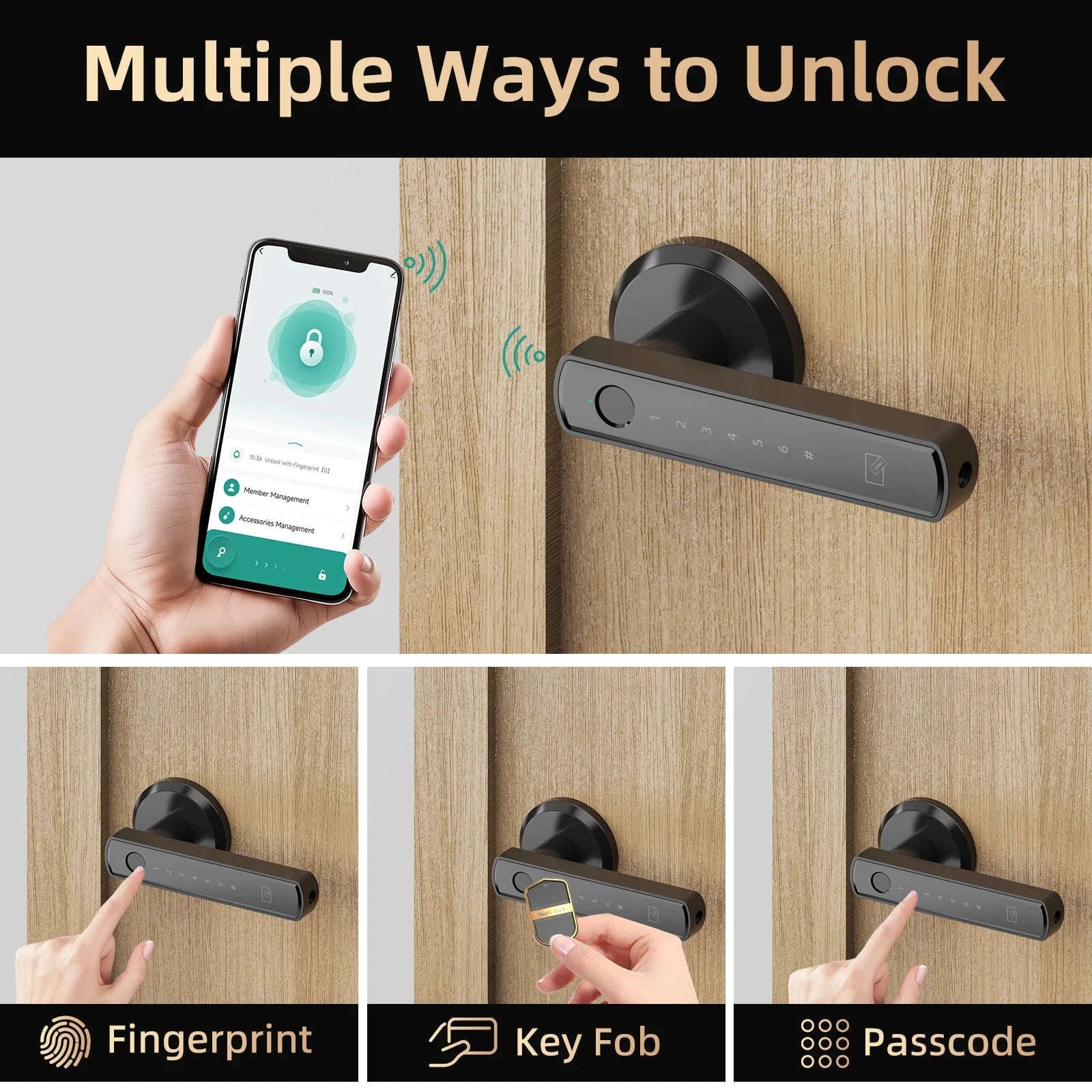 Smart Fingerprint Door Lock with App Control and Touch Keypad-United States