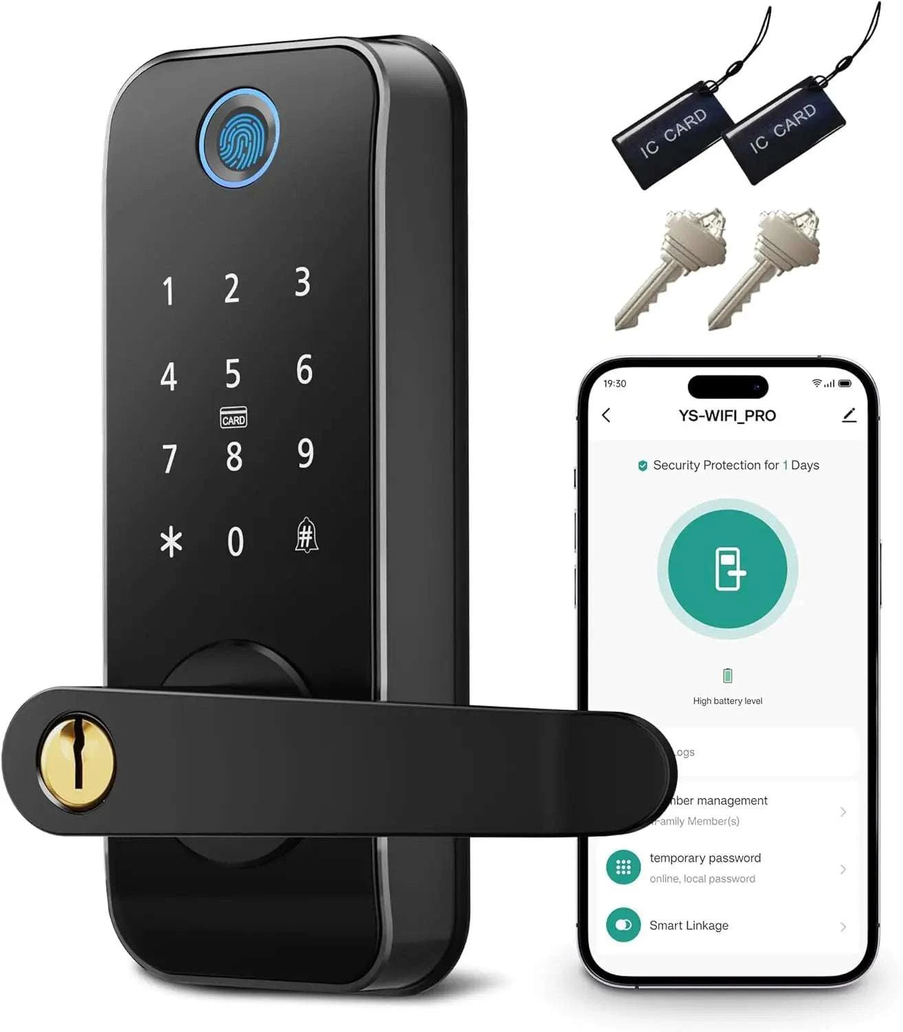 Smart Fingerprint Door Lock with WiFi and 5 Secure Entry Methods-United States