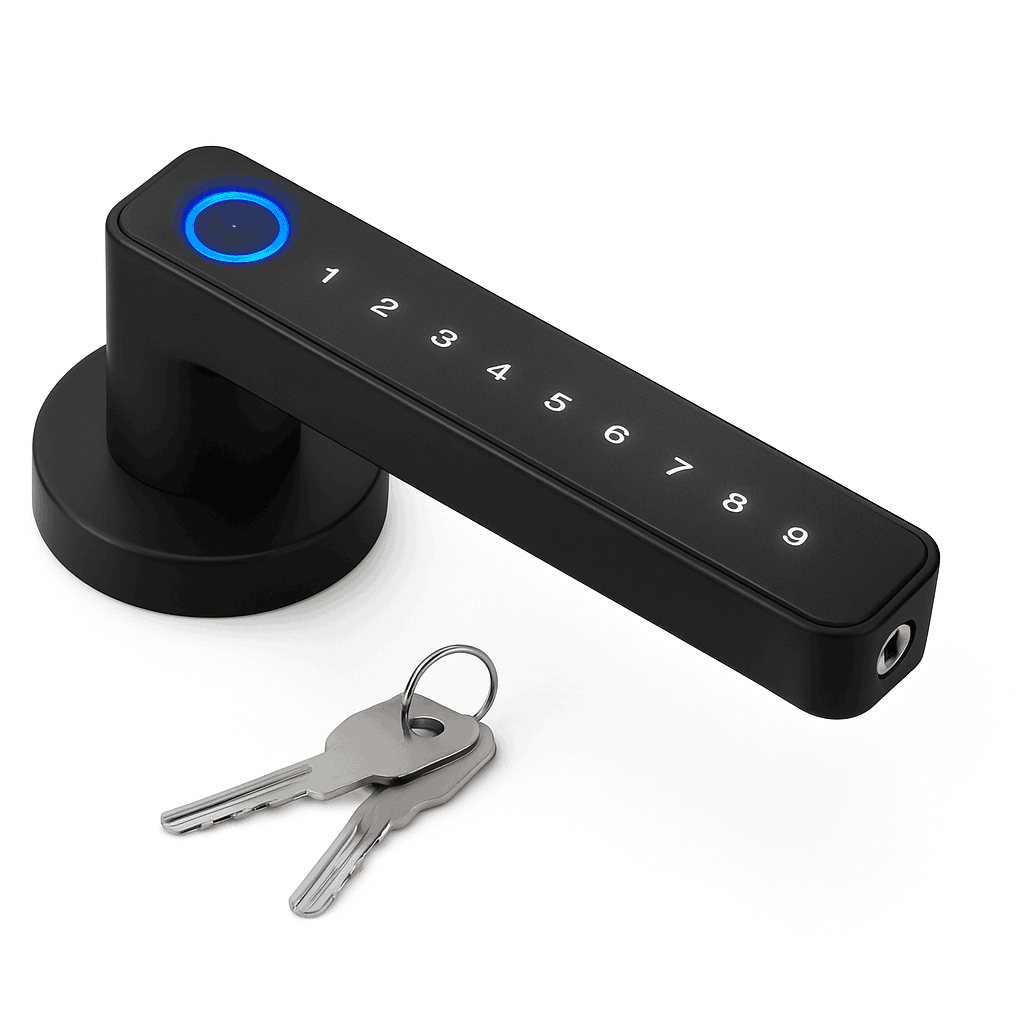 Smart Fingerprint Lever Lock with Password, IC Card and Key-United States