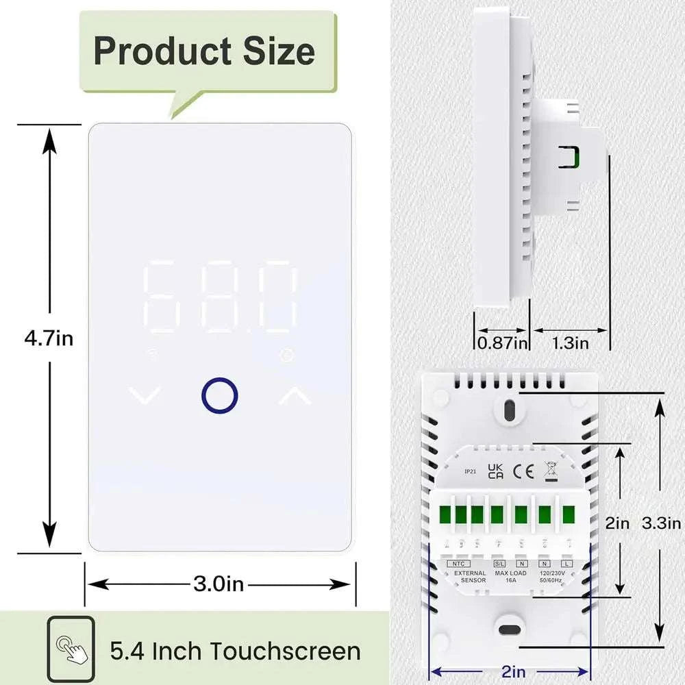 Smart Floor Heating Thermostat with Touchscreen & App Control-United States