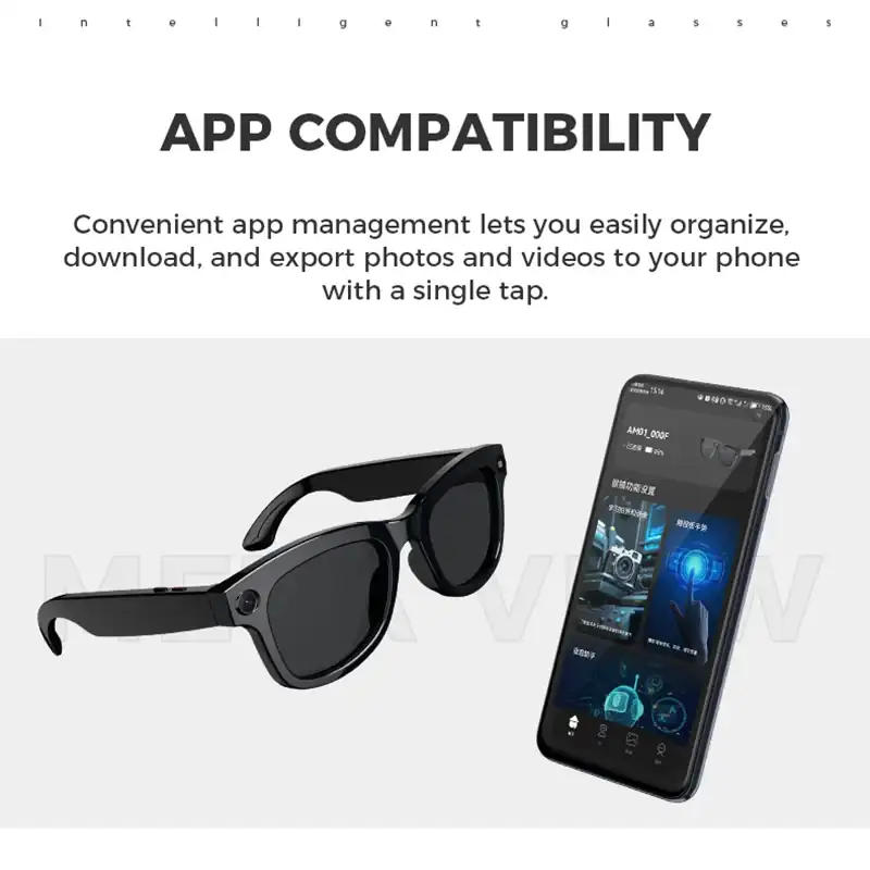 Smart Glasses with Camera, AI Translation & Bluetooth Audio M01-Anti blue light