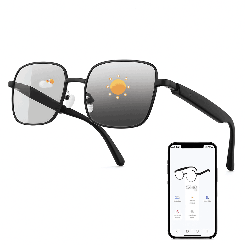 Smart Glasses with Real-Time Translation and Auto-Tinting Lenses-black / United States