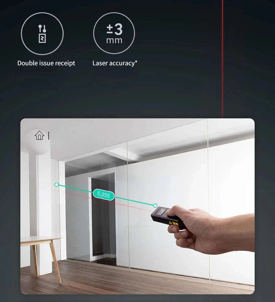 Smart Laser Distance Measure with App Control & LCD Display-GRAY