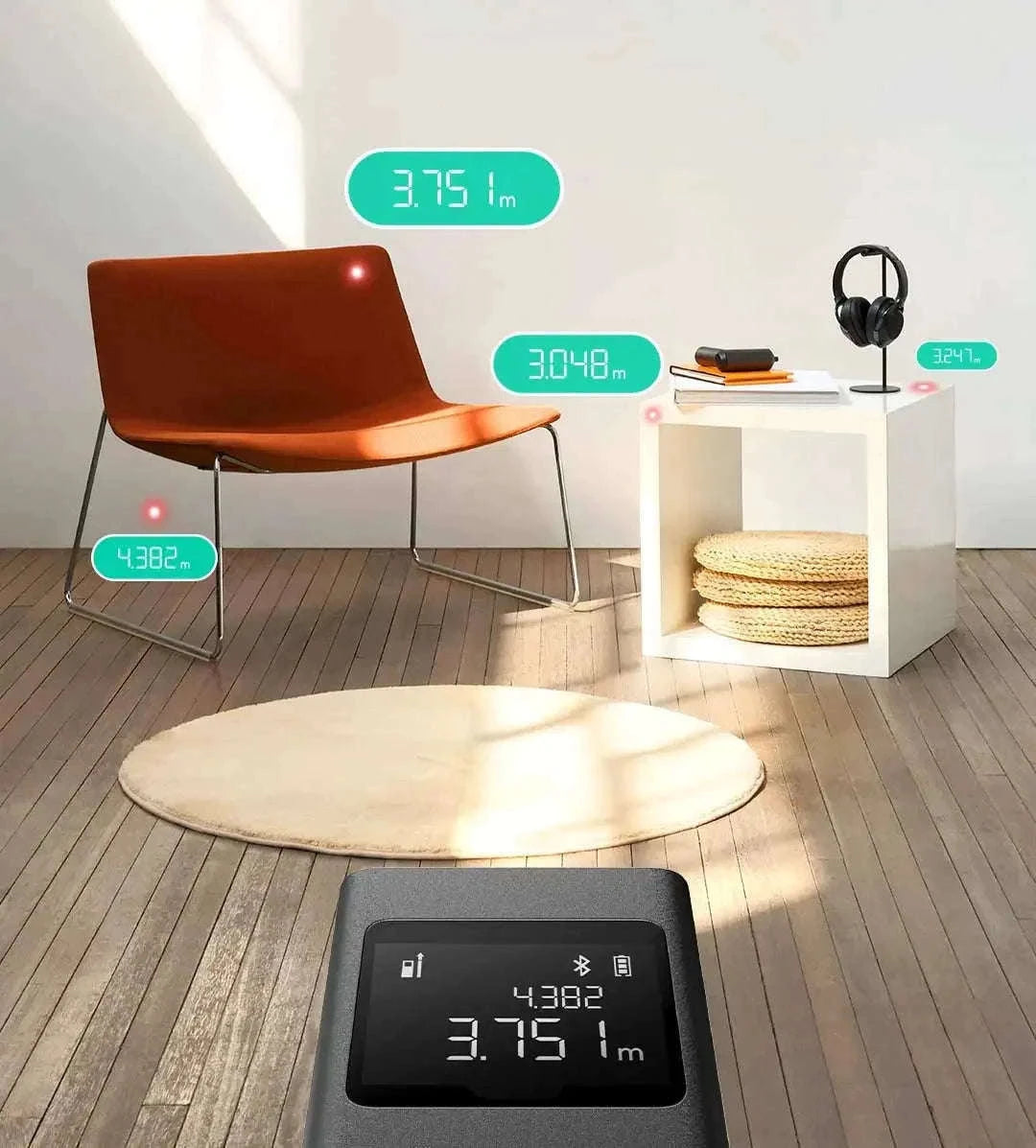 Smart Laser Distance Measure with App Control & LCD Display-GRAY