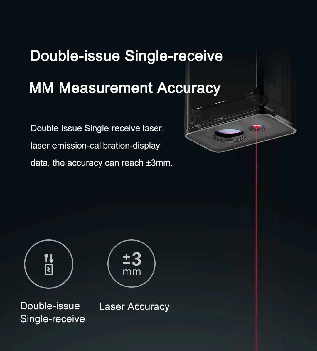 Smart Laser Distance Measure with App Control & LCD Display-GRAY