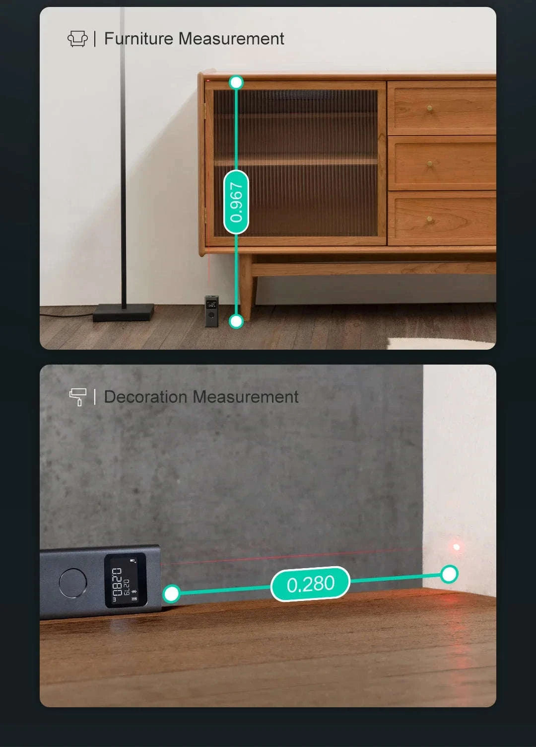Smart Laser Distance Measure with App Control & LCD Display-GRAY