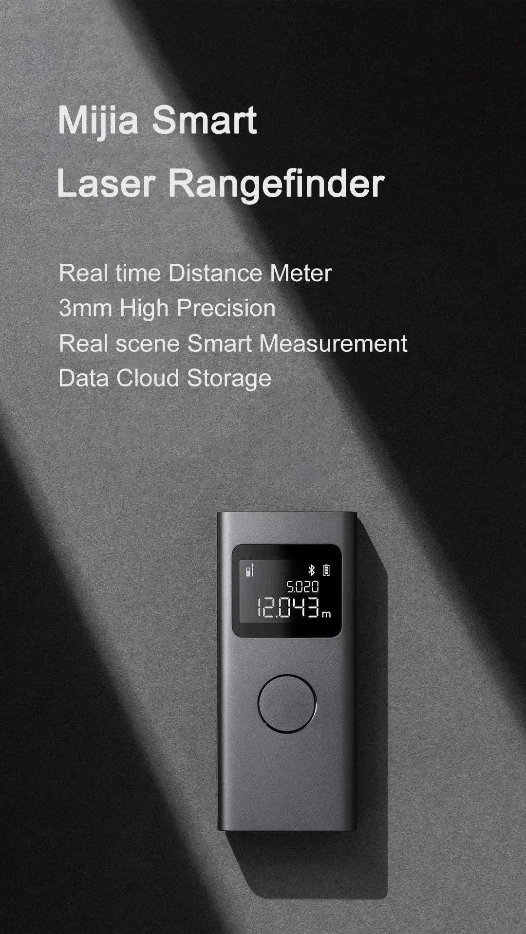 Smart Laser Distance Measure with App Control & LCD Display-GRAY