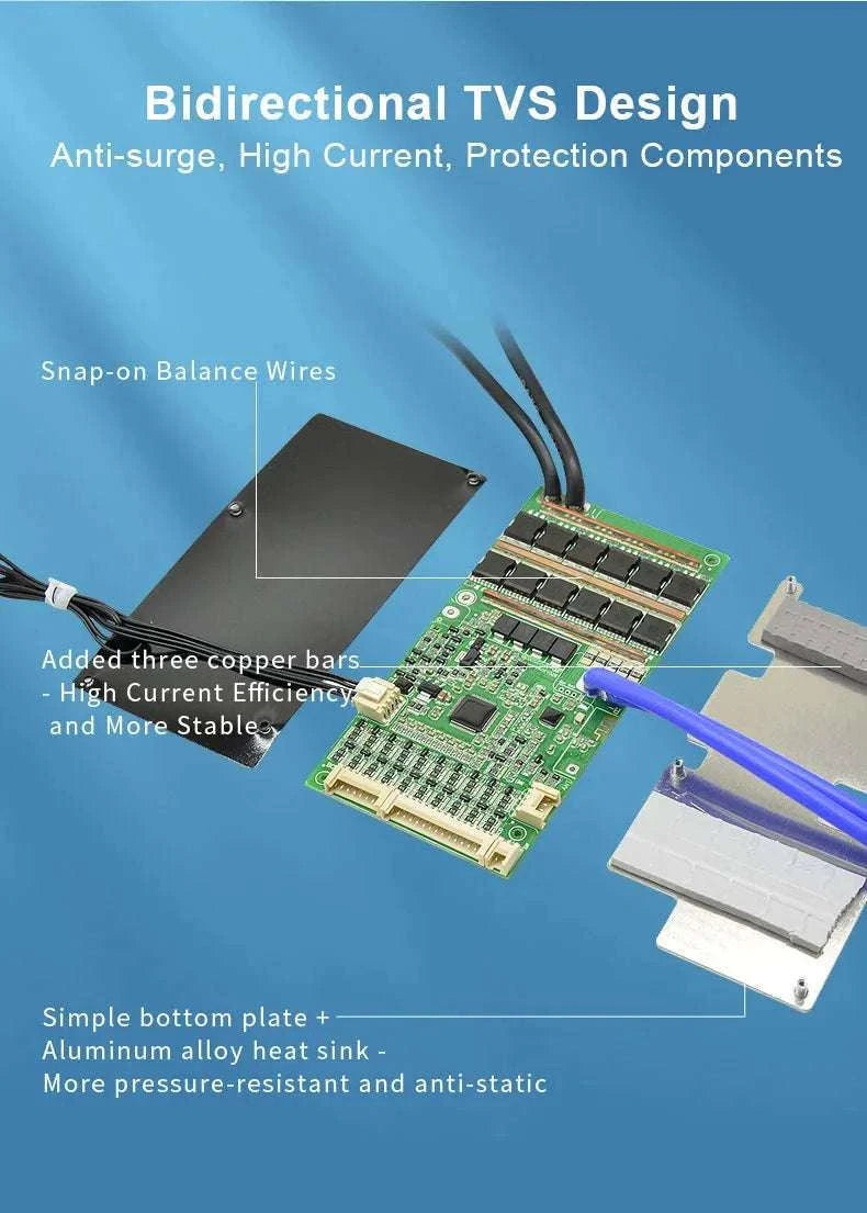 Smart LiFePO4 BMS with Bluetooth Balance Board 40A-100A for E-Bike-40A UART BT / 3.2V LFP / China Mainland