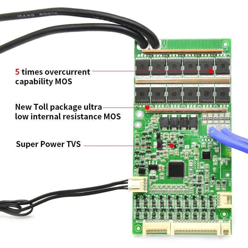 Smart LiFePO4 BMS with Bluetooth Balance Board 40A-100A for E-Bike-40A UART BT / 3.2V LFP / China Mainland