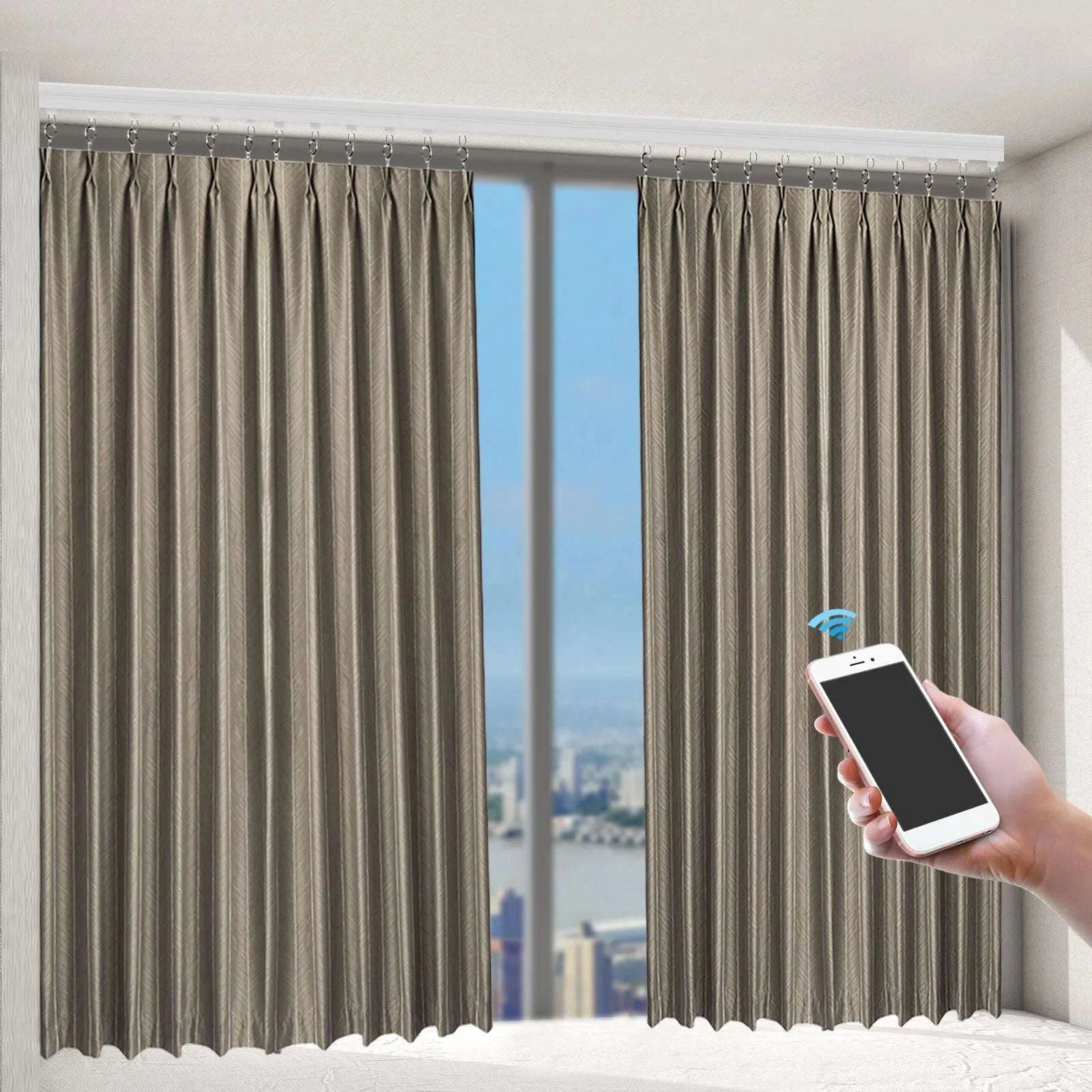 Smart Motorized Curtain Track with Remote, Timer & Quiet 13ft Rail-