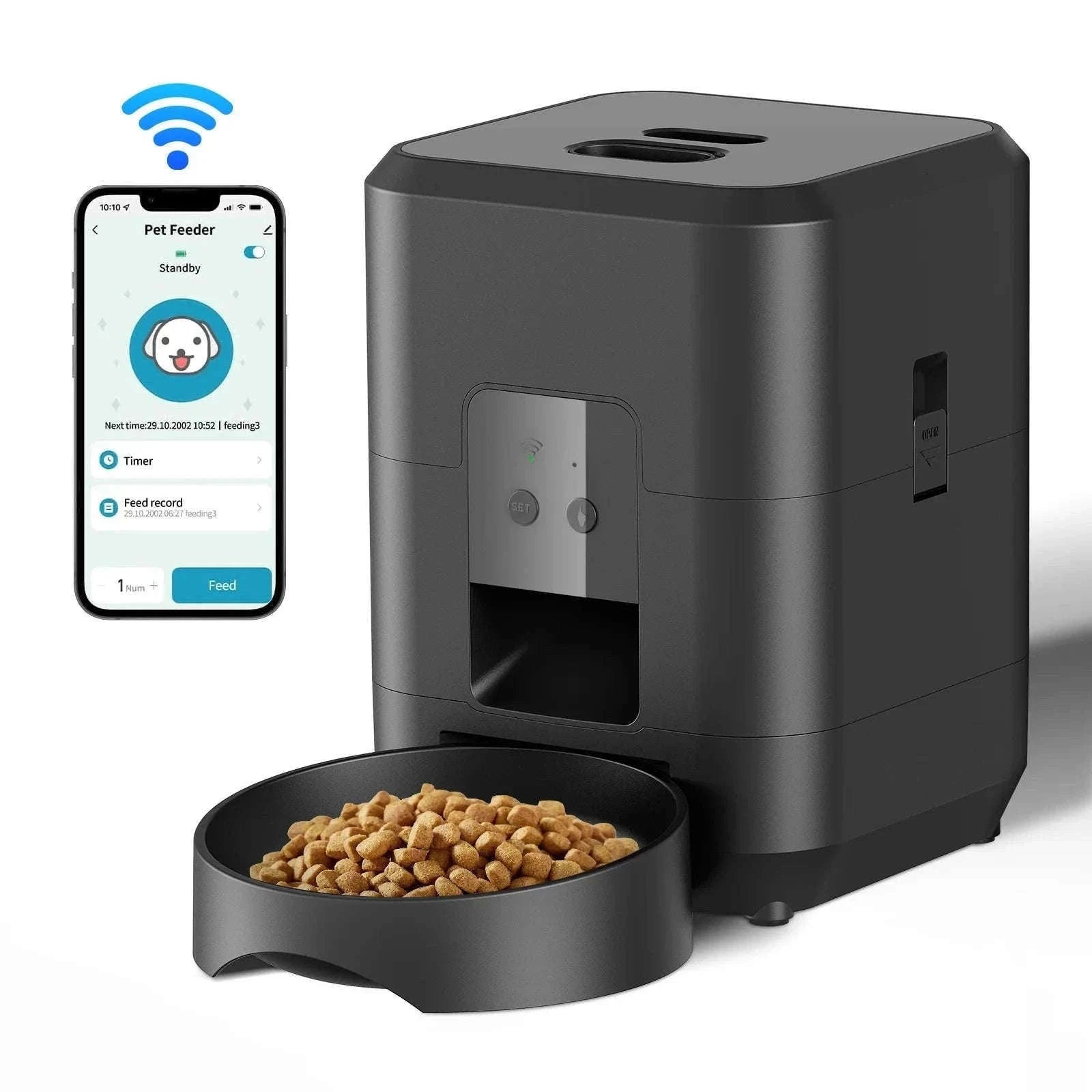 Smart Pet Feeder Automatic Cat & Dog Food Dispenser-Black Button Feeder
