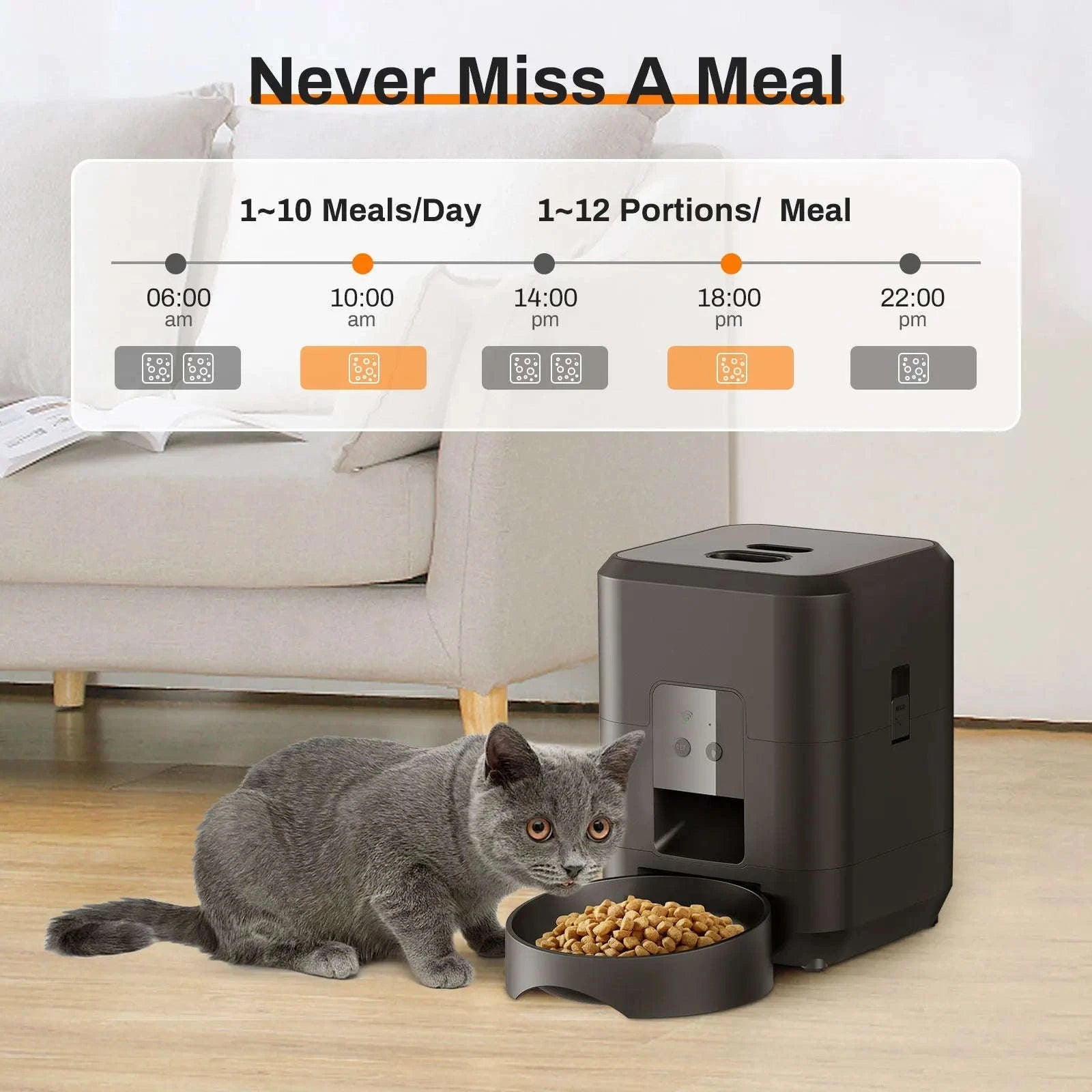 Smart Pet Feeder Automatic Cat & Dog Food Dispenser-Black Button Feeder