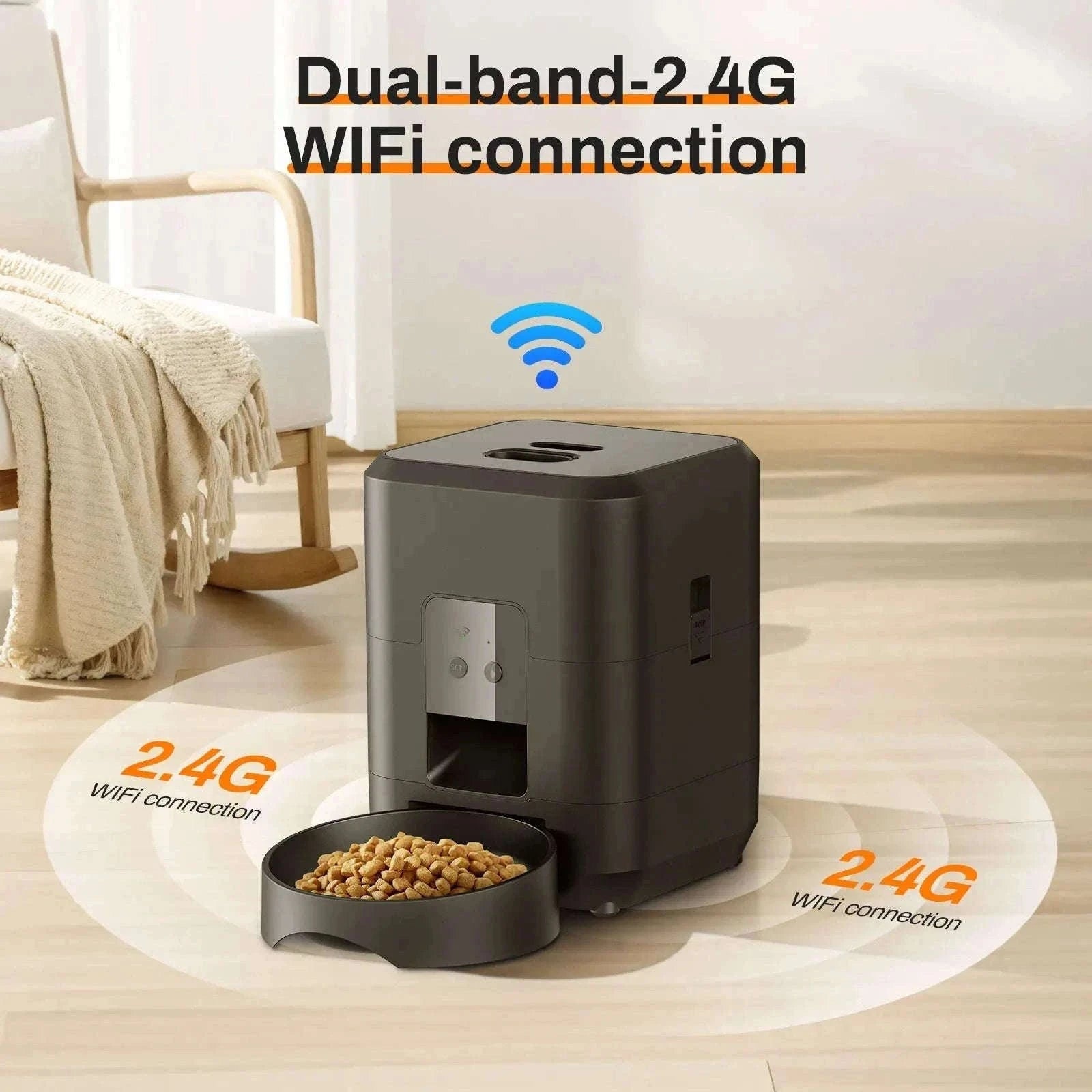 Smart Pet Feeder Automatic Cat & Dog Food Dispenser-Black Button Feeder