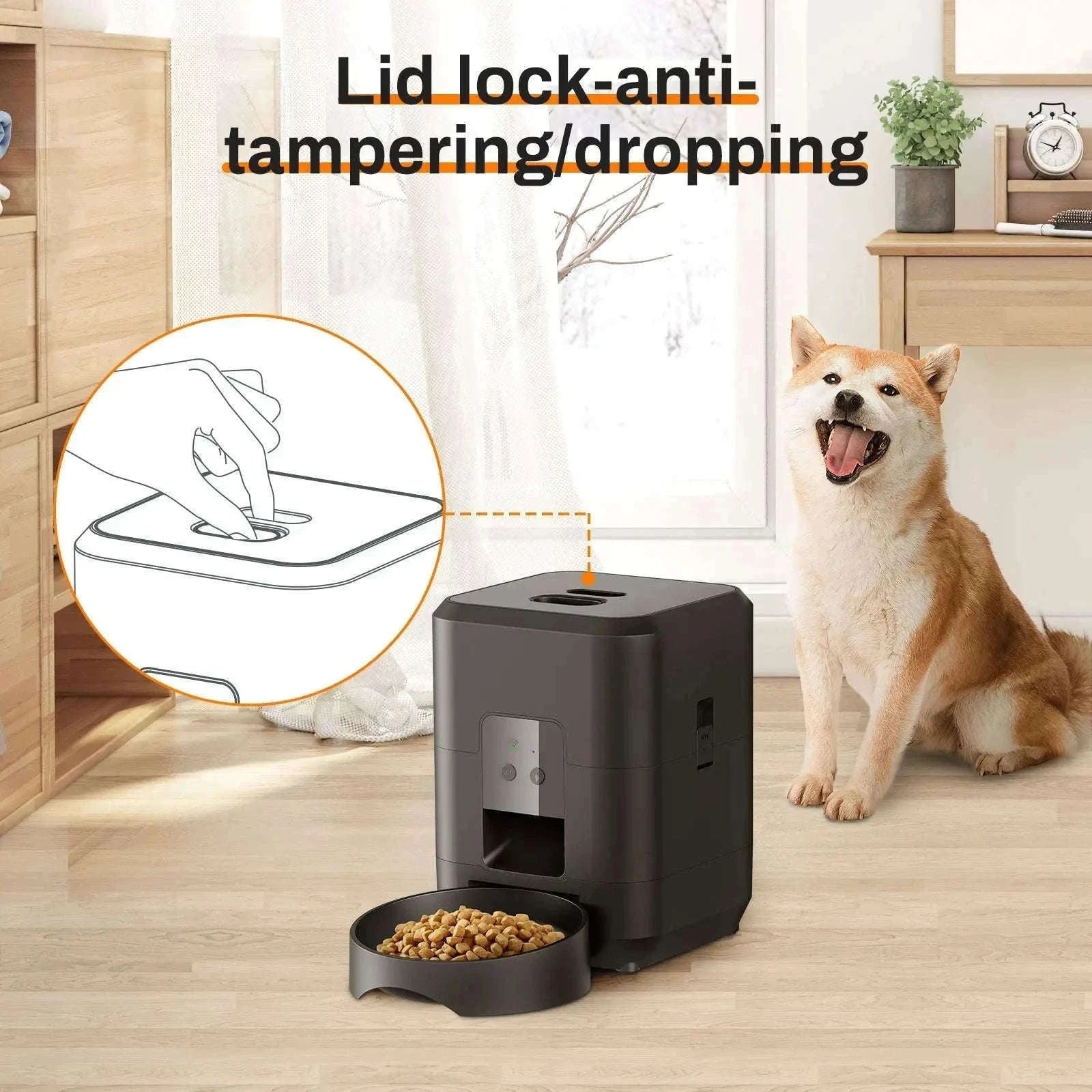 Smart Pet Feeder Automatic Cat & Dog Food Dispenser-Black Button Feeder