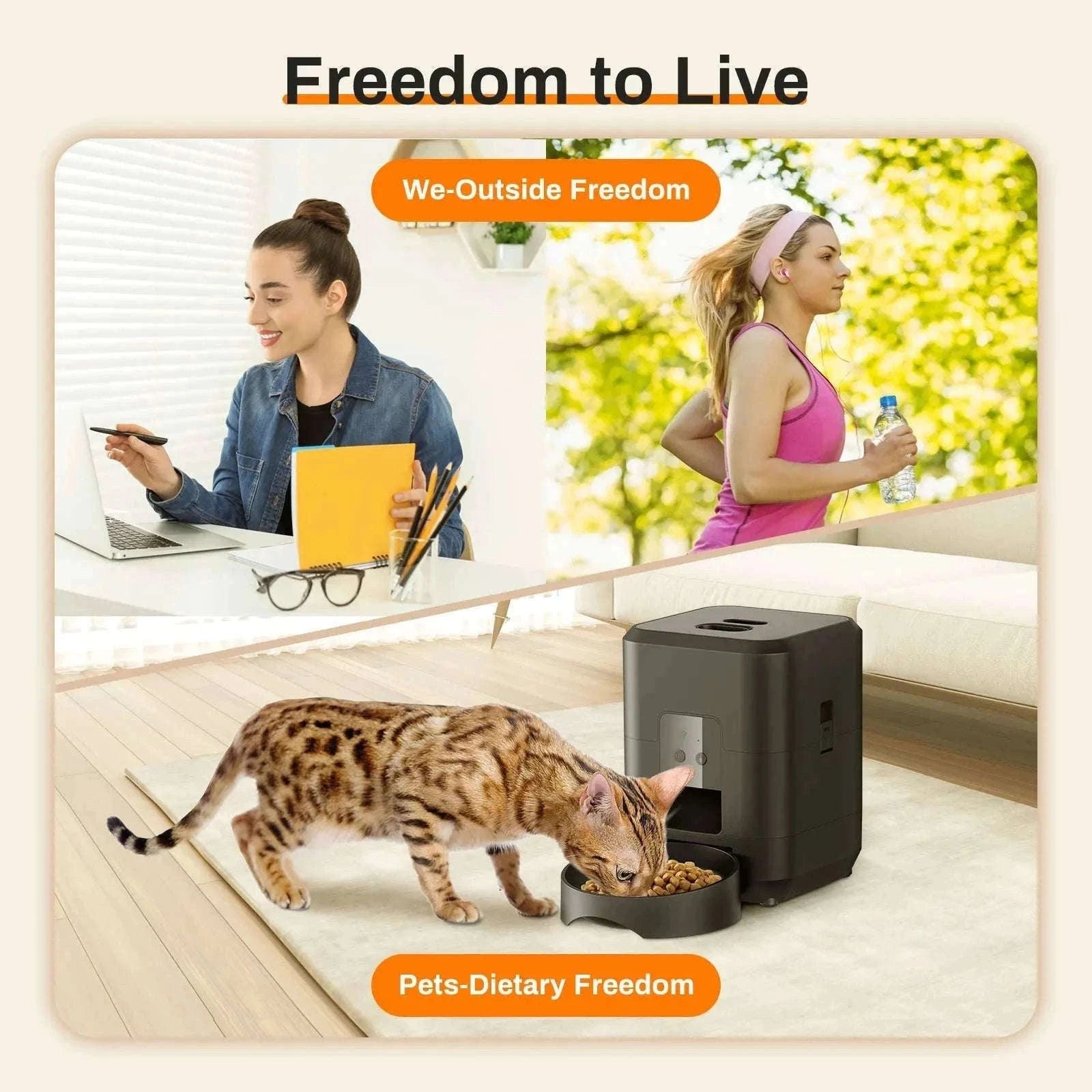 Smart Pet Feeder Automatic Cat & Dog Food Dispenser-Black Button Feeder