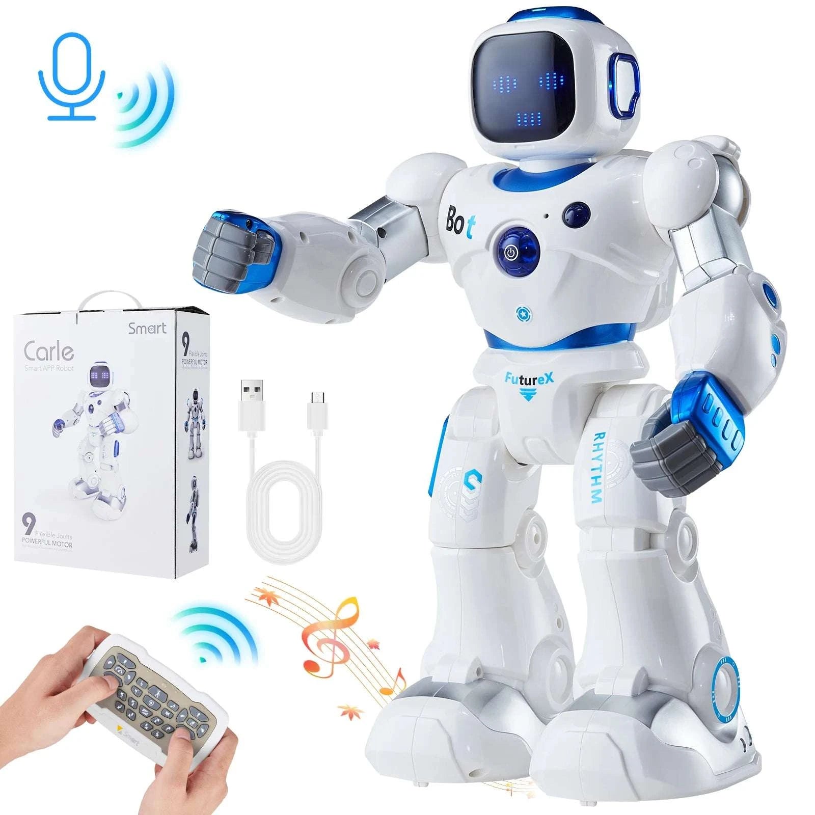 Smart RC Robot Toy with App Control, Voice Commands & Programming-White / CZECH REPUBLIC