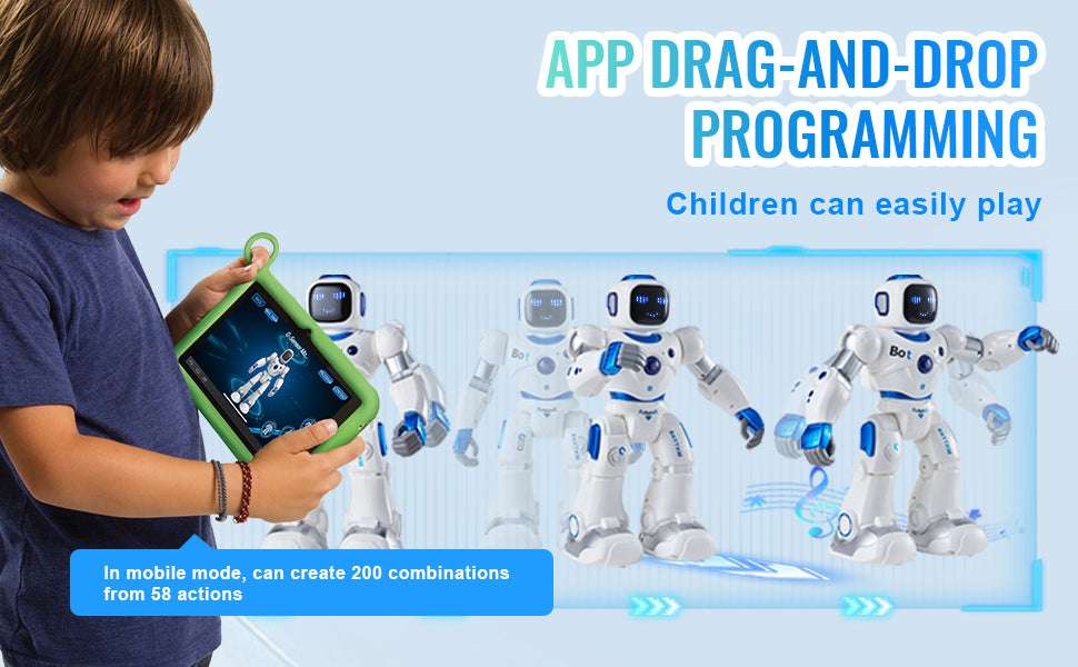 Smart RC Robot Toy with App Control, Voice Commands & Programming-White / CZECH REPUBLIC