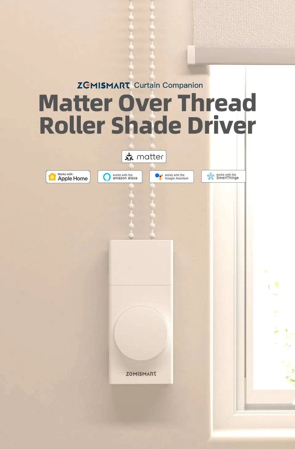 Smart Roller Shade Driver with Matter Thread & Voice Control-Driver with remote / United States