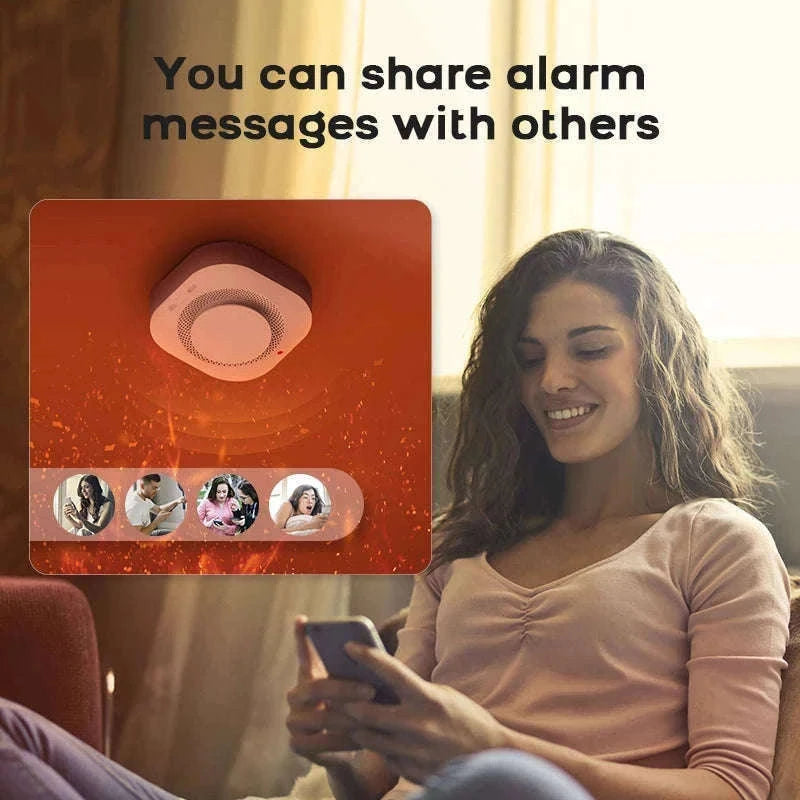 Smart Smoke Detector with App Alerts ZigBee or WiFi Fire Alarm Sensor-
