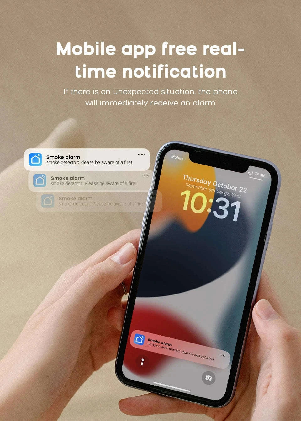 Smart Smoke Detector with App Alerts ZigBee or WiFi Fire Alarm Sensor-Zigbee Smoke Sensor