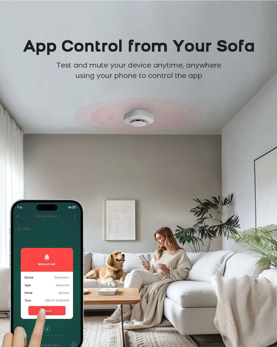 Smart Smoke Detector with App Alerts ZigBee or WiFi Fire Alarm Sensor-Zigbee Smoke Sensor