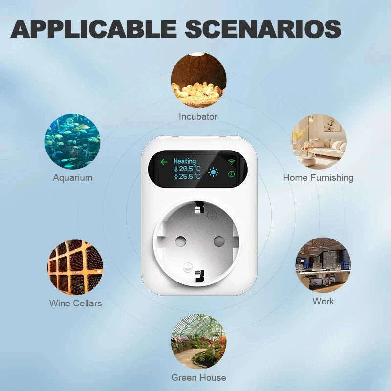Smart Thermostat Socket Plug for Heating and Cooling Control-WiFi / 110-240V