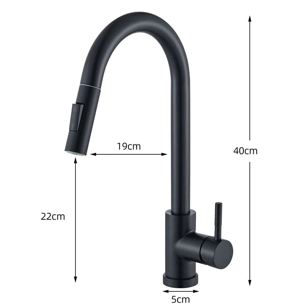 Smart Touch Sensor Kitchen Faucet with Pull-Out 360° Rotation-Matte Black / UNITED KINGDOM