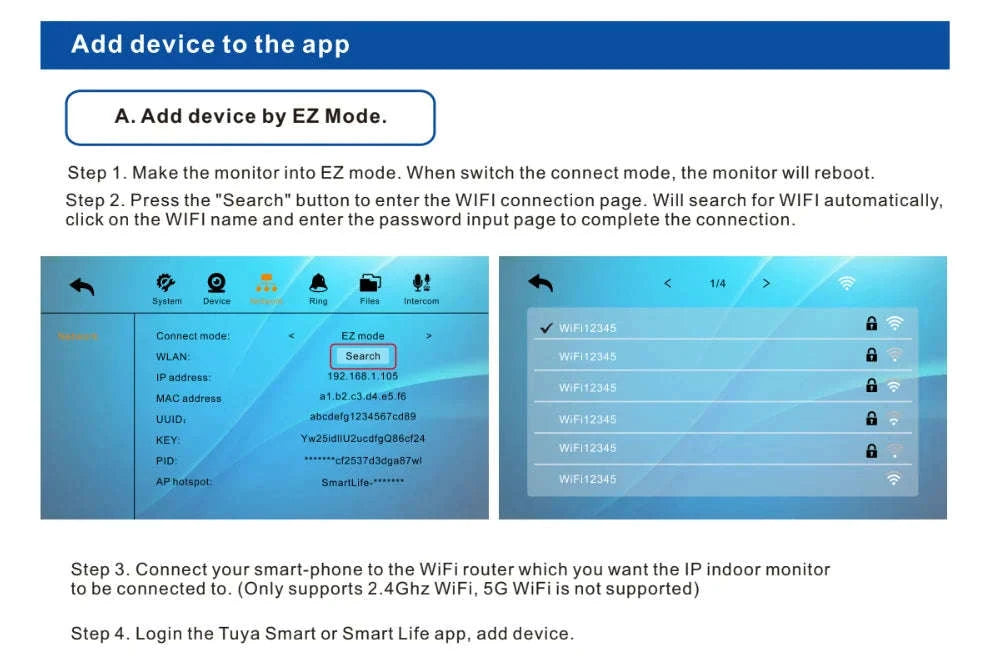 Smart Video Intercom 7" 1080P Screen-4 monitors 1doorbell / spain