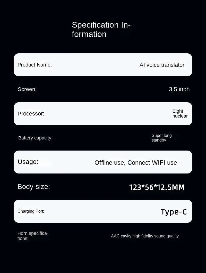 Smart Voice Translator with Touch Screen, HD Camera and Offline Mode-Grey / China Mainland
