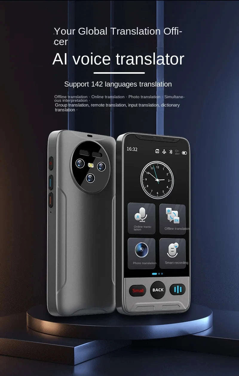 Smart Voice Translator with Touch Screen, HD Camera and Offline Mode-Grey / China Mainland