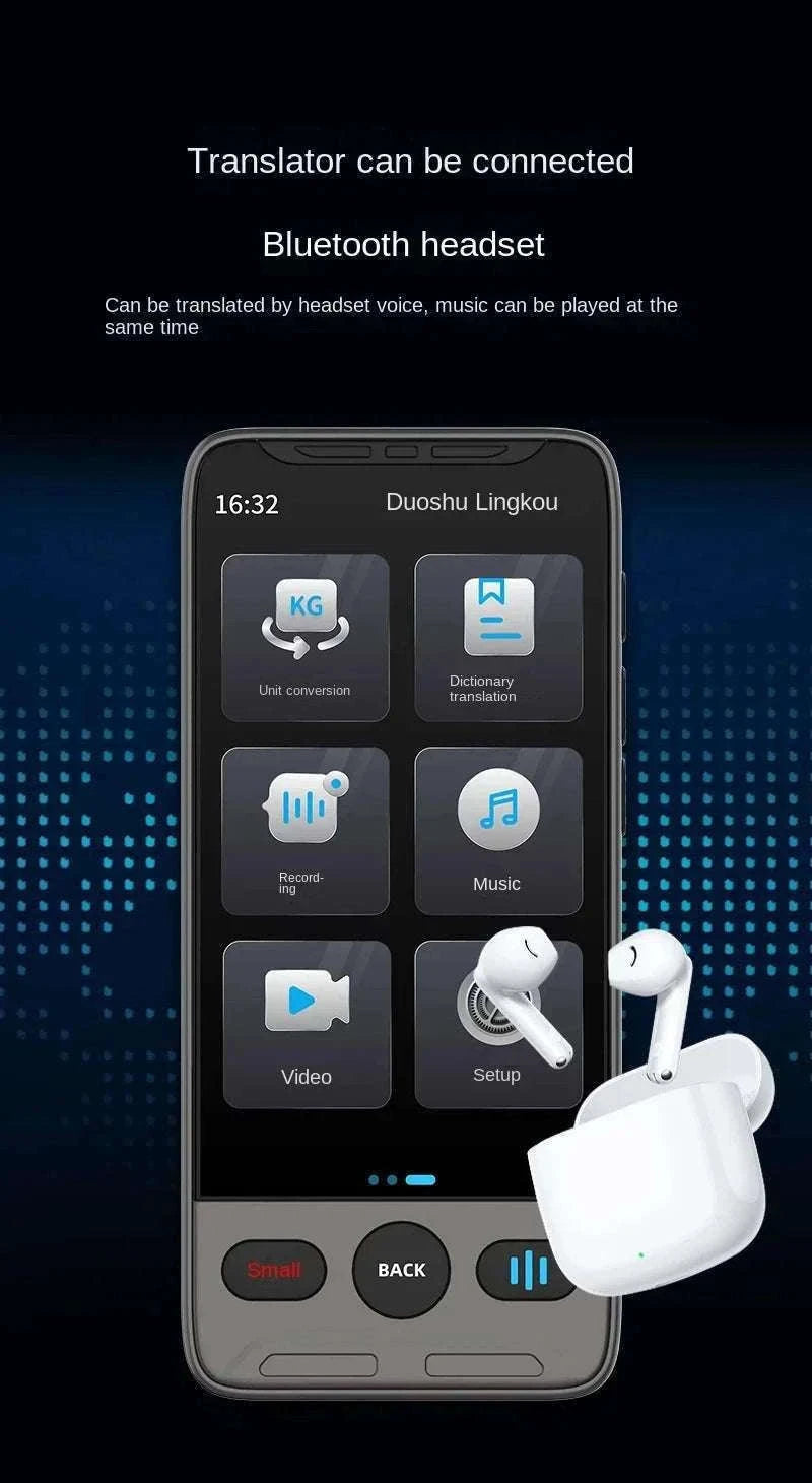 Smart Voice Translator with Touch Screen, HD Camera & Offline Mode-Grey / China Mainland
