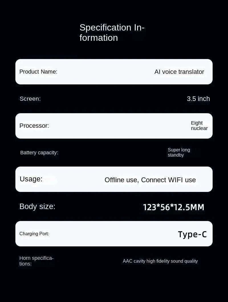 Smart Voice Translator with Touch Screen, HD Camera & Offline Mode-Grey / China Mainland