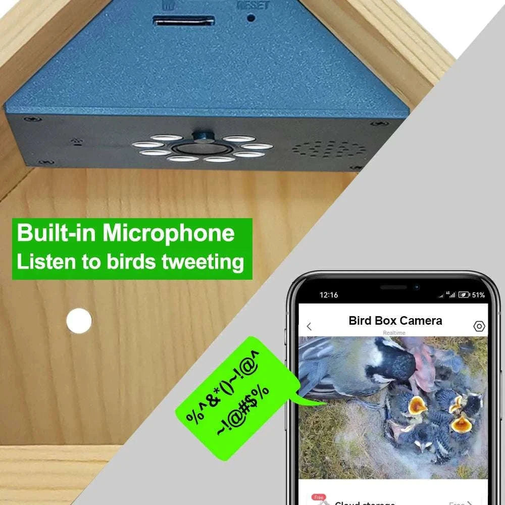 Smart WiFi Bird House Camera 4MP HD with Night Vision & App-WILD14 256G card / EU Plug