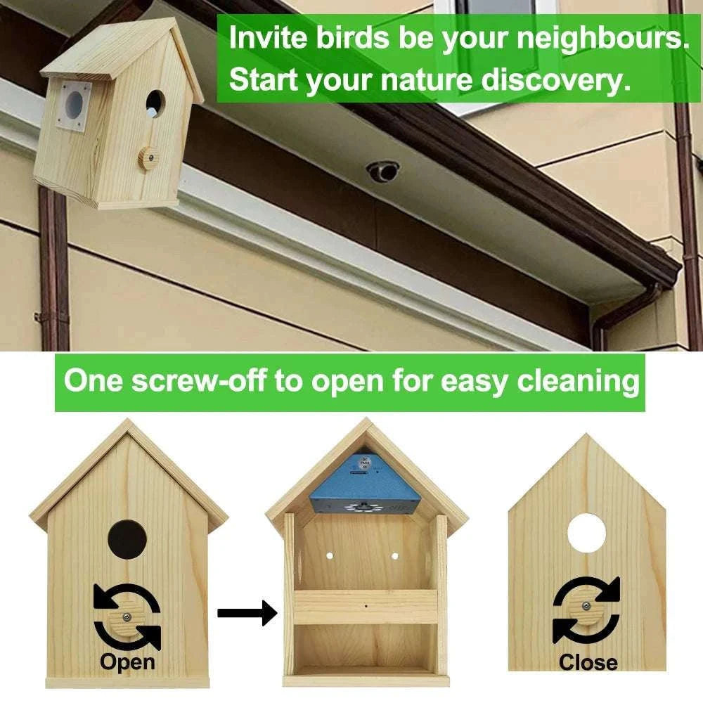 Smart WiFi Bird House Camera 4MP HD with Night Vision & App-WILD14 256G card / EU Plug