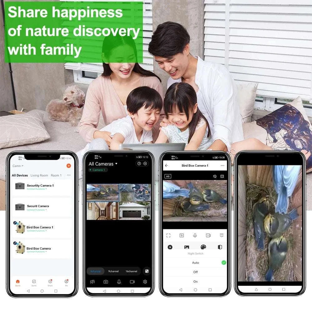 Smart WiFi Bird House Camera 4MP HD with Night Vision & App-WILD14 256G card / EU Plug