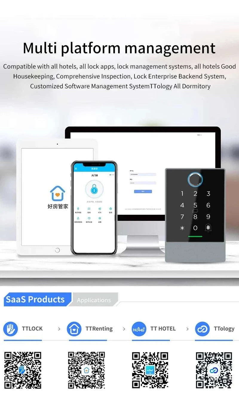 Smart WiFi & Bluetooth Door Lock Keypad with App Control Access-K3QW