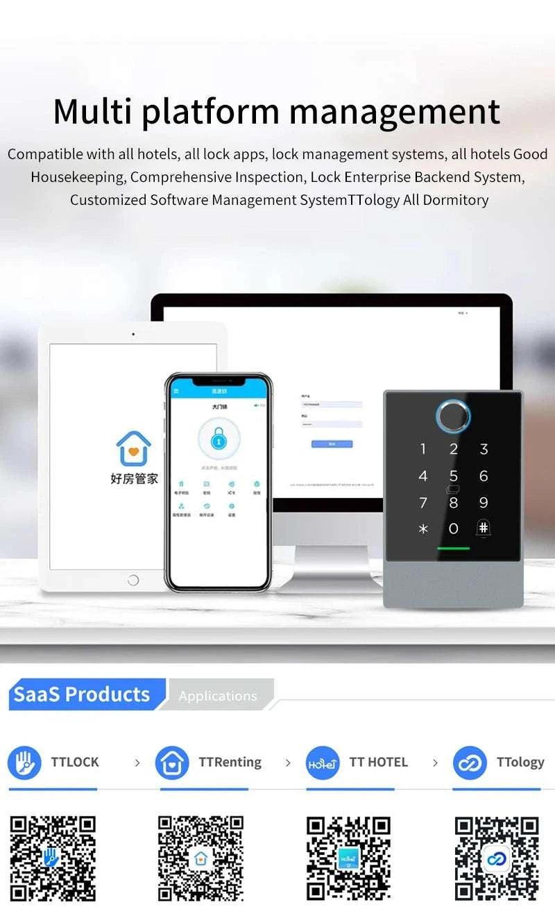 Smart WiFi & Bluetooth Door Lock Keypad with App Control Access-K3QW