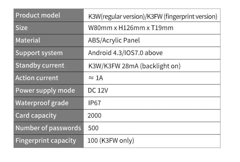 Smart WiFi & Bluetooth Door Lock Keypad with App Control Access-K3QW